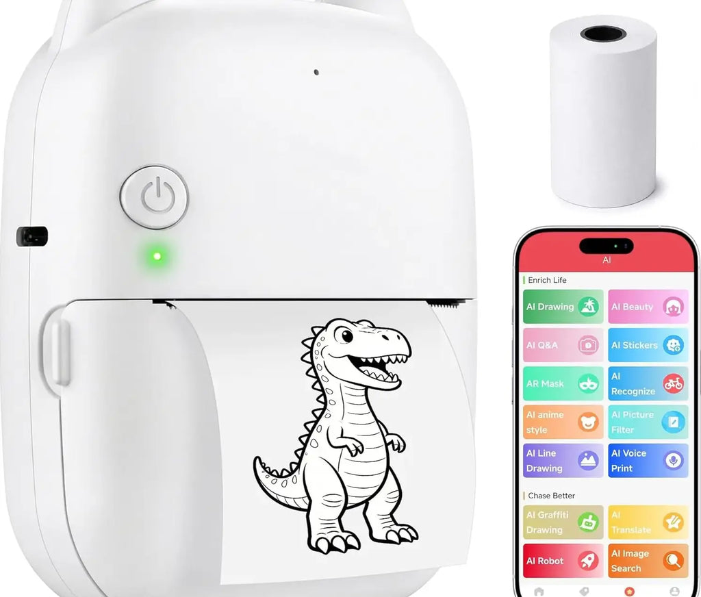 EFFUN AI Voice Mini Printer – Wireless Inkless Thermal Sticker & Label Printer