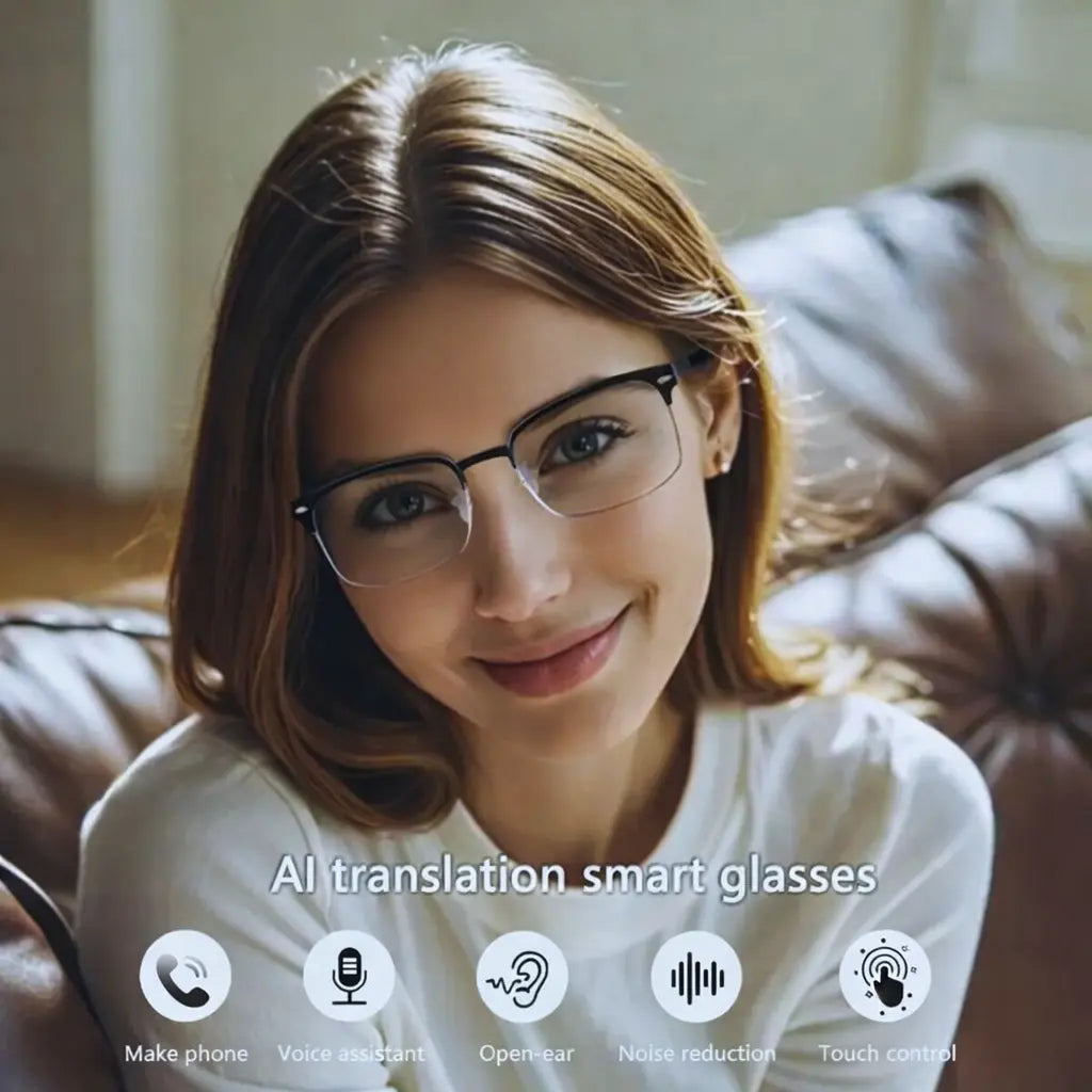 AI Smart Translation Glasses – Bluetooth Audio Glasses with 160-Language Translation, Photochromic Polarized Lenses & Built-In Speakers
